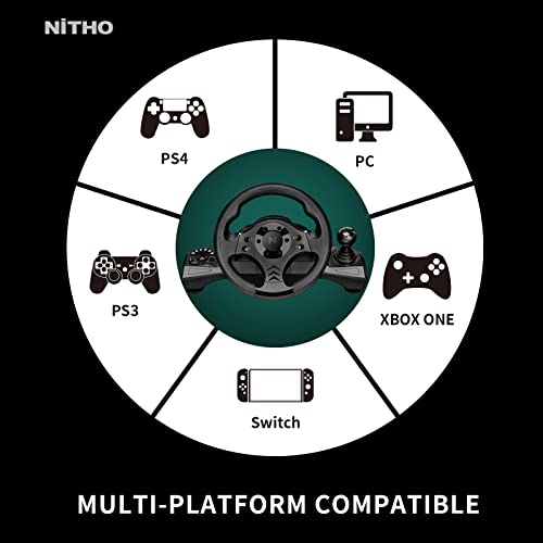 NiTHO Drive Pro V16 Volante de Carreras con Pedales y Cambio, Volante de Juego para PC, PS4, Xbox One, Xbox Series X|S y Switch, Simulador de Conduccion de 270 Grados con Doble Vibración
