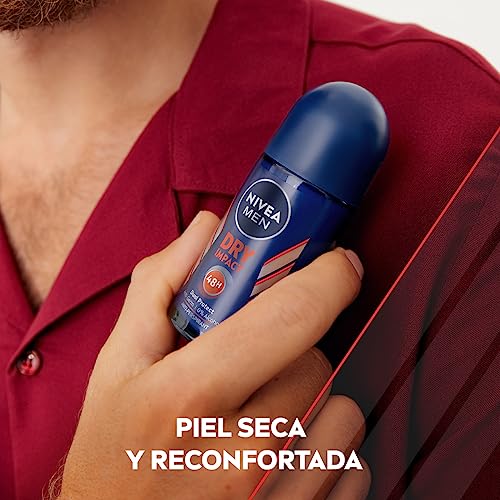 NIVEA MEN Dry Impact Roll-on en pack de 6 (6 x 50 ml), desodorante antitranspirante con protección 72 h, desodorante roll-on de cuidado masculino testado en la vida real