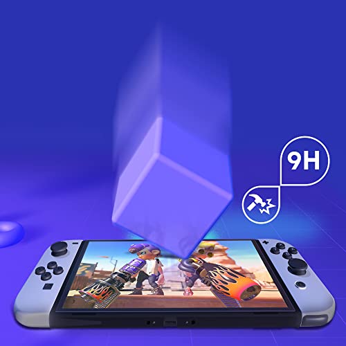 Oniverse Protector de pantalla Switch OLED - Cristal templado anti luz azul compatible con Nintendo Switch - Película protectora para la pantalla - Resistente y anti arañazos