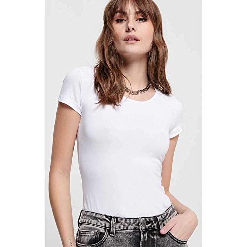 ONLY Onllive Love S/s O-Neck Top Jrs T-Shirt, Blanco, M para Mujer