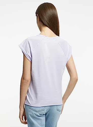 oodji Ultra Mujer Camiseta Básica de Algodón, Morado, ES 44 / XL