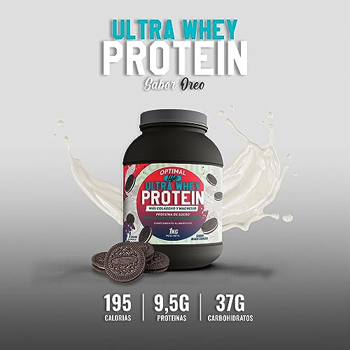 OPTIMAL LIFE Ultra whey protein black cookies - proteina whey pura - proteina en polvo - aumenta masa muscular - colageno + magnesio - gana musculo - sabor oreo - mejora tus entrenamientos