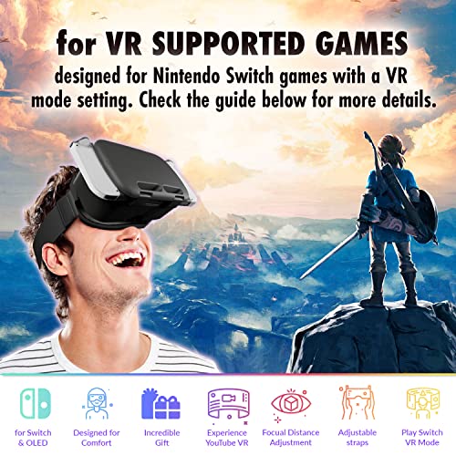 Orzly Auriculares VR diseñados para Consola Nintendo Switch & Switch OLED con Lente Ajustable para una Experiencia de Juego de Realidad Virtual y para Labo VR - Negro - Edición en Caja de Regalo