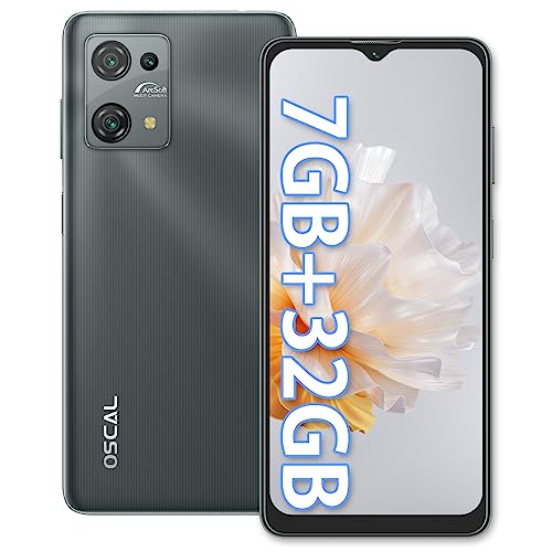 OSCAL C30 Moviles 2023, Telefono Movil Android 12 7GB RAM 32GB ROM y 256GB Expandible con 6.56'' Pantalla HD+, Batería 5180mAh, 12MP+5MP Cámaras, Doble SIM 4G/Face ID/OTG/Type-C