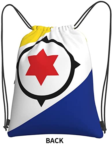 Oudrspo Cordón de la bandera de bonaire con cremallera Sackpack Gym Sports, mochila impermeable String Bag Cinch