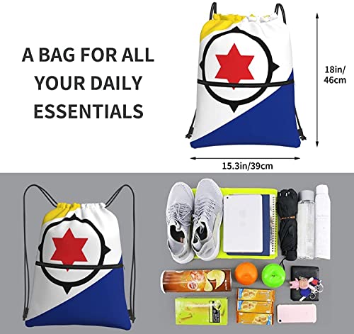 Oudrspo Cordón de la bandera de bonaire con cremallera Sackpack Gym Sports, mochila impermeable String Bag Cinch