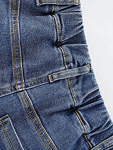 Oyolan Pantalones Vaquero para Niña Pantalones Largo Mezclilla Rotos Pantalones Cintura Elástica con Bolsillo Pantalón Casual Jeans Niña Azul 11-12 años