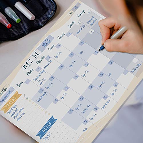 PACKLIST Organizador A4 - Agenda Planificador Mensual Calendario Perpetuo 2023/24/25 - 25 Hojas.