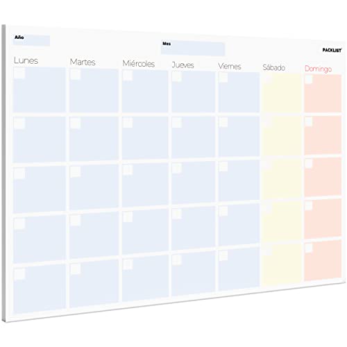 PACKLIST Planificador Mensual A4, Organizador - Agenda Calendario Perpetuo 2023/24/25 - Monthly Planner con 25 Hojas.
