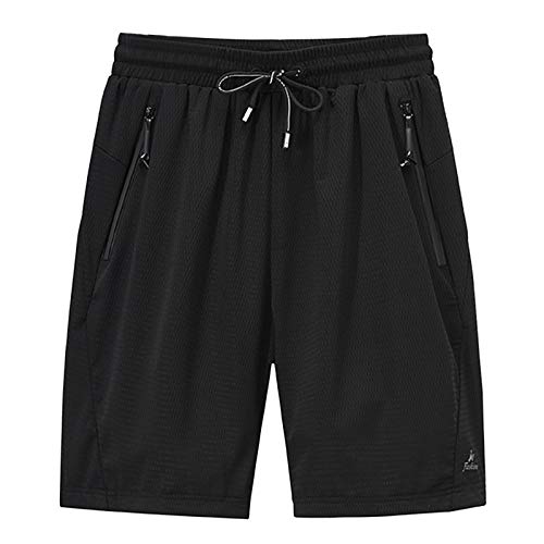 Pantalones cortos deportivos casuales holgados con bolsillos con cremallera y cordón transpirable de secado rápido para hombre