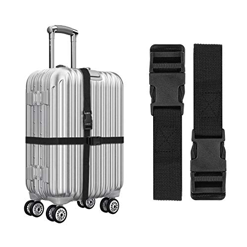 Paquete de 6 correas ajustables de nailon para equipaje con hebilla de liberación rápida, cinturón de embalaje para viajes al aire libre, 2,5 x 150 cm, color negro