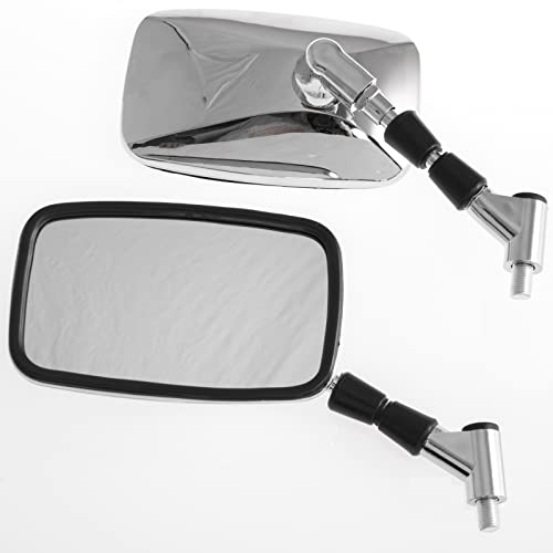 Par de espejos retrovisores rectangulares para moto, scooter, cromados, M10