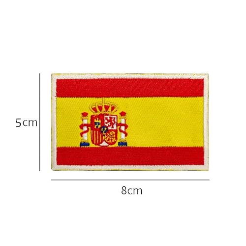 Parche Bandera España - 80 x 50 mm - Parche Bordado Velcro - Parche Mochila - Parche Ropa - Parche Chaleco - Parches Militares