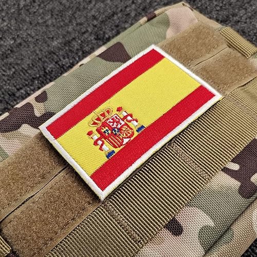 Parche Bandera España - 80 x 50 mm - Parche Bordado Velcro - Parche Mochila - Parche Ropa - Parche Chaleco - Parches Militares