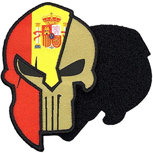Parche Espartano Bordado Español - Bandera España - Parche España - Parches Mochila - Táctico Militar - 8,55 x 5,4 cm