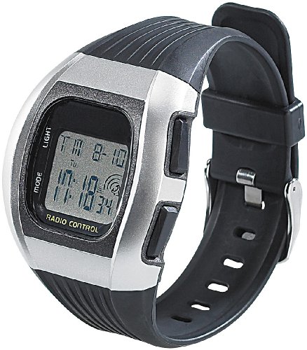 PEARL Reloj de Pulsera radiocontrolado: Reloj Deportivo Digital Unisex controlado por Radio con Pantalla LCD SW-640 dcf (LCD Reloj de Pulsera)