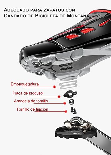 Pedales Mixtos MTB compatibles con Shimano SPD automáticos - Pedales Bicicleta con Calas, 3 Rodamientos Sellados, Fibra de Nailon Ligera, para Montaña Carretera BMX, Eje 9/16" M21L