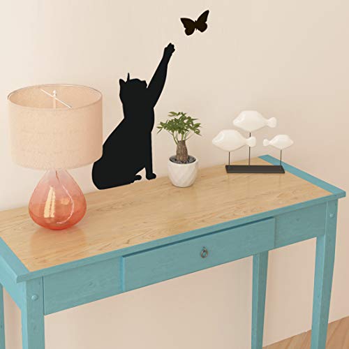Pegatina de pared de gato con diseño de mariposa, para decoración de cocina, dormitorio, decoración de hogar, mural de transferencia de gatos, traslados de sala de estar, carteles extraíbles