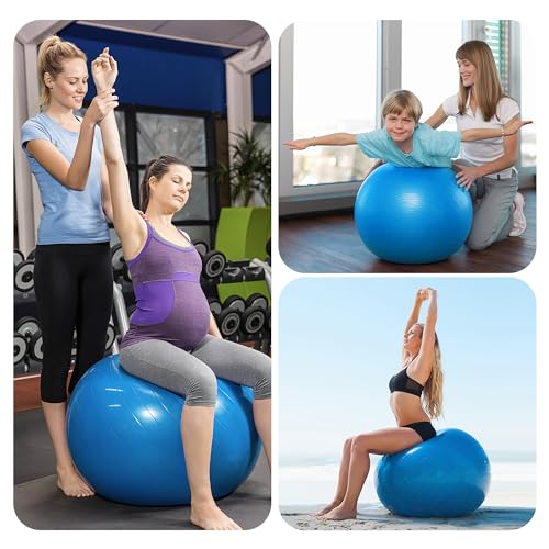 Penelife Fitball 65 cm - Pelota de Pilates 65 cm para Sentarse en la Oficina - Pelota Pilates 65 cm con Bomba - Pelota Embarazada para la Estabilidad Deportiva y el Embarazo - Fitball Embarazo Azul