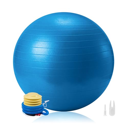 Penelife Fitball 65 cm - Pelota de Pilates 65 cm para Sentarse en la Oficina - Pelota Pilates 65 cm con Bomba - Pelota Embarazada para la Estabilidad Deportiva y el Embarazo - Fitball Embarazo Azul