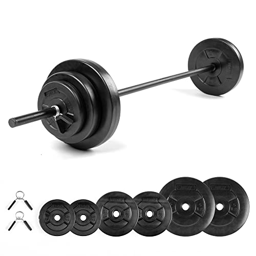 Phoenix Fitness RY1426 - Juego de pesas de 20 kg, ajustable, para hombres y mujeres, barra moleteada, barra de conexión para gimnasio en casa, entrenamiento