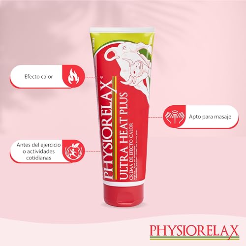Physiorelax - Ultra Heat Plus, Crema Apta para Masaje, Efecto Calor, Para Esfuerzos Cotidianos y Antes del Ejercicio, Con Ingredientes de Origen Natural - 250 ml