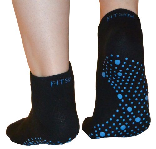 Pilates, Yoga, Artes Marciales, Fitness, Danza. Antideslizante/Antideslizante, Falls Prevención Calcetines Grip, Medias (Negro/Azul) Grip Socks