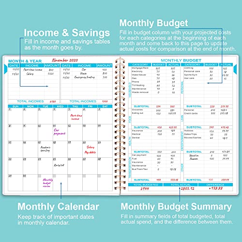 Planificador presupuestario - Organizador mensual de facturas con bolsillos. Cuaderno de seguimiento de gastos, diario de presupuesto y planificador financiero, libro de presupuesto para controlar tu