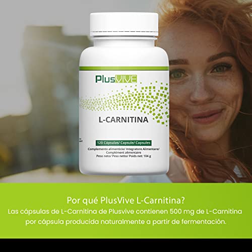 Plusvive - Suplemento de L-carnitina de gran potencia,1000 mg, 120 cápsulas