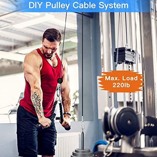 Polea para Gimnasio Profesional DIY Máquina Kit Cables de Poleas Equipo Fitness de Fuerza Muscular para Entrenamiento de Curl y Extensiones (Cuerda Tríceps)