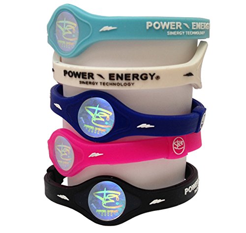 Power Energy Bandas de equilibrio, pulsera deportiva de silicona, pulsera de holograma, infundida con minerales naturales e iones negativos (azul oscuro, pequeño 175 mm)