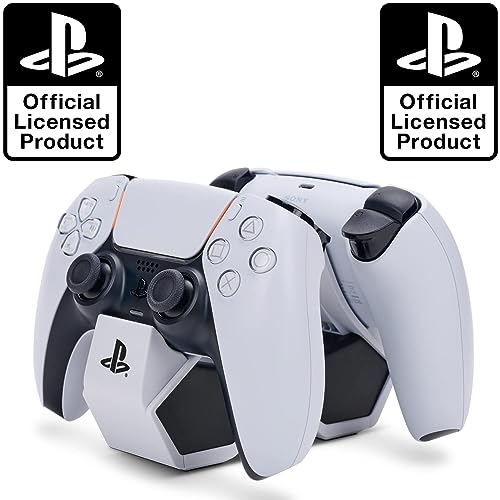 PowerA Twin Charging Station for 2 x DualSense Wireless Controllers, Double Charger for Sony PlayStation 5 Gamepads (Grey/Black)