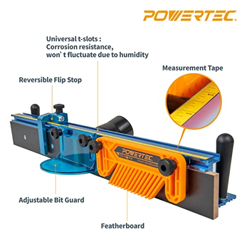 POWERTEC 71536 Deluxe Router Table Fence System 3-3/8" Tall 24" Long