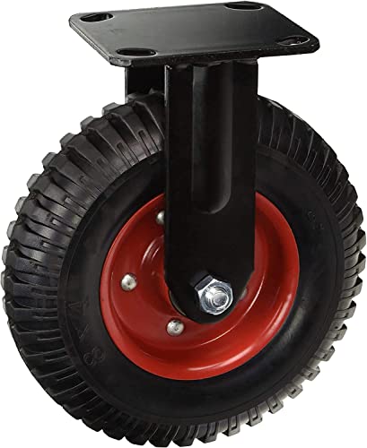 POWERTEC Ruedas fijas resistentes de 8 pulgadas, ruedas neumáticas con banda de rodadura de goma para banco de trabajo, plataforma rodante, carro, vagón y gallinero, ruedas giratorias grandes, 1