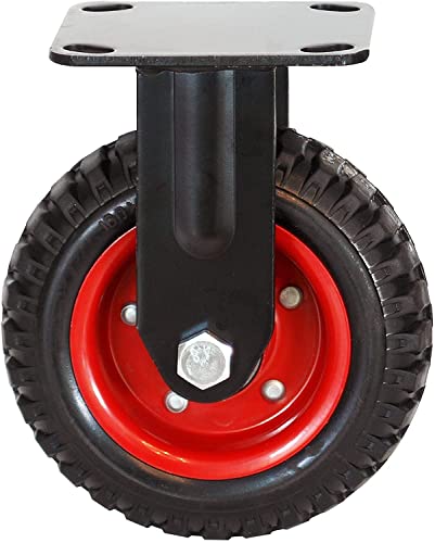 POWERTEC Ruedas fijas resistentes de 8 pulgadas, ruedas neumáticas con banda de rodadura de goma para banco de trabajo, plataforma rodante, carro, vagón y gallinero, ruedas giratorias grandes, 1