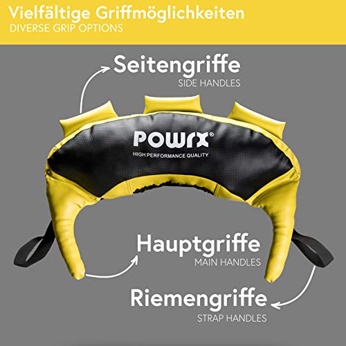POWRX Saco Búlgaro 5 kg - Bulgarian bag ideal para ejercicios de entrenamiento funcional y potenciamiento muscular (Amarillo)