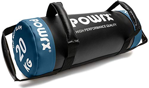 POWRX Sandbag 20 kg Mejorar Equilibrio, Fuerza y coordinación - Power Bag con Cuatro agarres + PDF Workout (Azul)