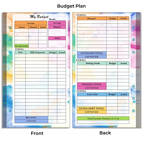 Prefdo - Recambio para planificador de presupuesto A6, 82 hojas, planificador semanal, calendario mensual, planificador de presupuesto de 6 agujeros para cubierta de carpeta de presupuesto A6