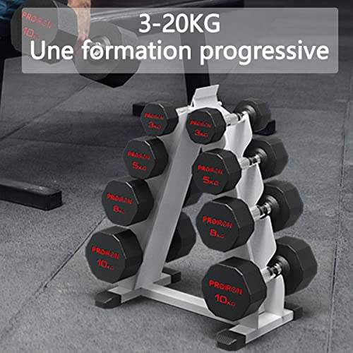 PROIRON Mancuernas Hexagonal 5 kg - Pesas de acero recubiertas de goma para musculación, levantamiento de pesas, entrenamiento (Vendo par o solo)