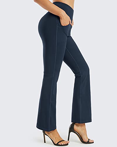 Promover Pantalones de Yoga para Mujer Pantalones Deportivos de Trabajo de Cintura Alta Bootcut con Bolsillos Bootleg Control de Barriga para Entrenamiento y Casual
