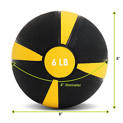 ProsourceFit Rubber 6 LB Weighted Medicine Ball, Yellow