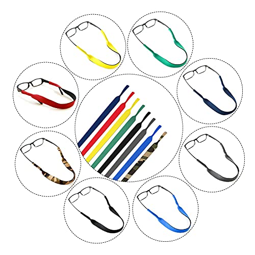 QEEQPF 10 piezas de correas de neopreno antideslizantes para gafas (incluidas dos correas de silicona), utilizadas para deportes de natación, gafas de sol, de lectura y antiparras.