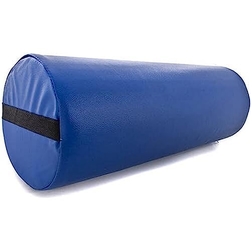QUIRUMED Cojín Rodillo, 55 x 20 cm, Color Azul, Polipiel, Ergonómico, Relleno de Espuma, para Yoga, para Fitness, para Masaje