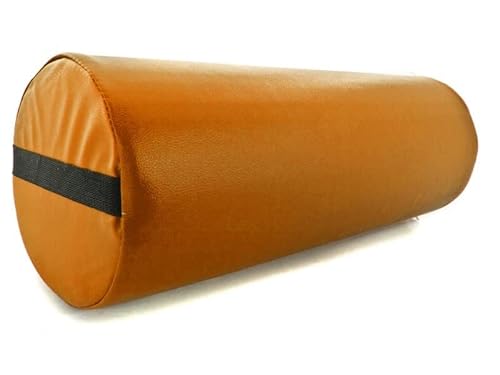 QUIRUMED Cojín Rodillo, 55 x 20 cm, Color Naranja, Polipiel, Ergonómico, Relleno de Espuma, para Yoga, para Fitness, para Masaje