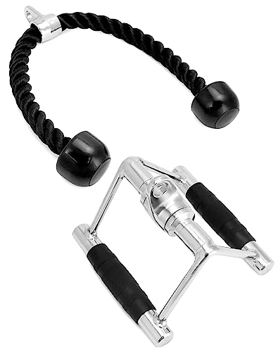 QWORK® Cuerda de tríceps y Mango de tríceps - con articulación giratoria - Accesorios para máquinas Cable Gimnasio