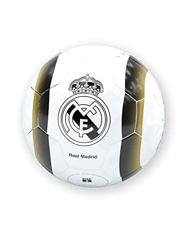 R ROGER'S Balón Real Madrid Escudo en Blanco y Negro - Talla 5
