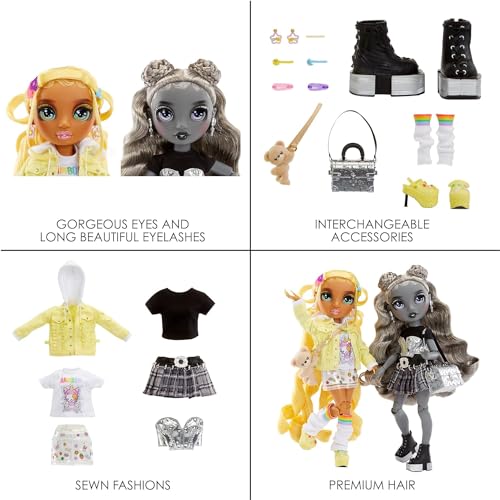 Rainbow High Shadow High Special Edition - Gemelas Madison - Sunny & Luna - 2 Muñecas de Moda con Conjuntos y Accesorios de diseñador Amarillos y Grises - Ideal para niños y niñas de 4 a 12 años