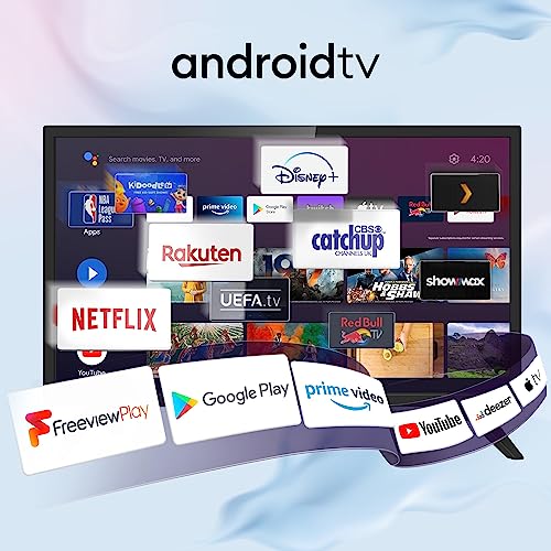 RCA Smart TV 24 Pulgadas LED HD Android WiFi Televisor con Control por Voz Google Assistant, Google Play Store, Bluetooth, Sintonizador Digita