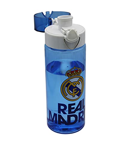 Real Madrid- Botella de agua, Bidón, Cantimplora, Cierre de seguridad, Capacidad 500 ml, Color Azul, Producto oficial (CyP Brands)
