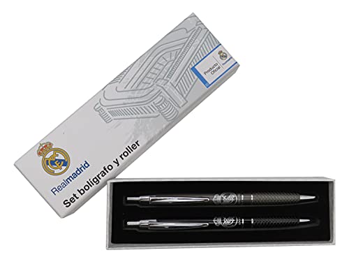 Real Madrid CF - Set de Bolígrafo y Rollerball de Metal, Producto Oficial (CyP Brands)